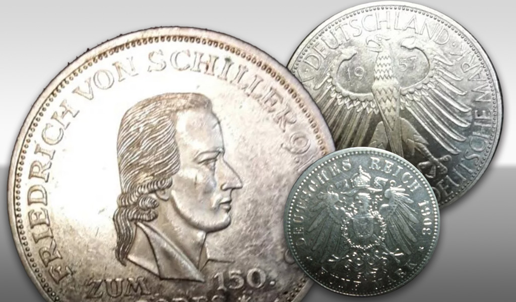 Beispielbild-Collage alter deutscher Münzen