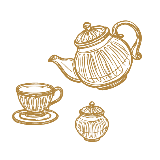 Illustration eines antiken Tee-Services