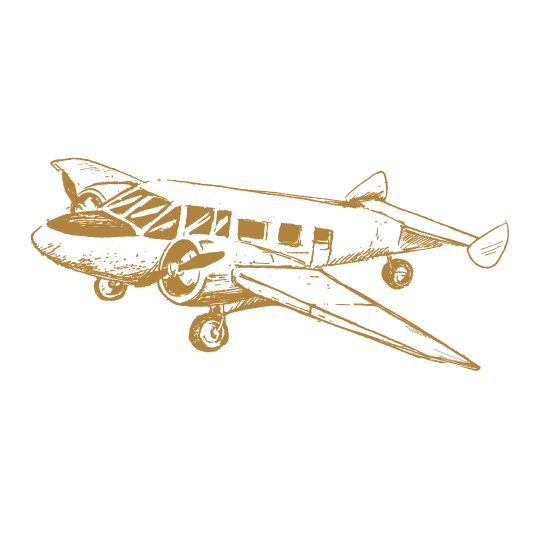 Illustrationen von einem kleinen Propellor-Flugzeug