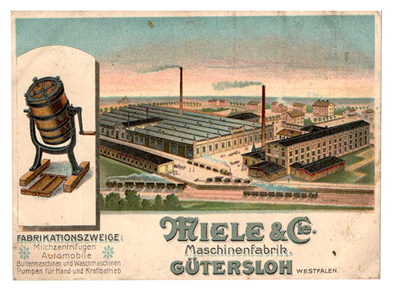 Antike Reklamekarte von Miele & Cie. in Gütersloh