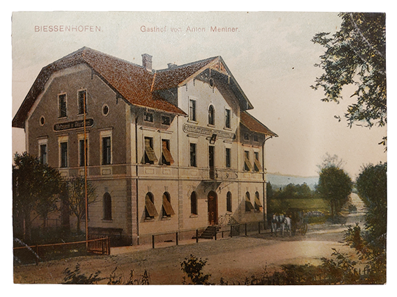 Antike Ansichtskarte des Gashofs von Anton Meniner aus Biessenhofen