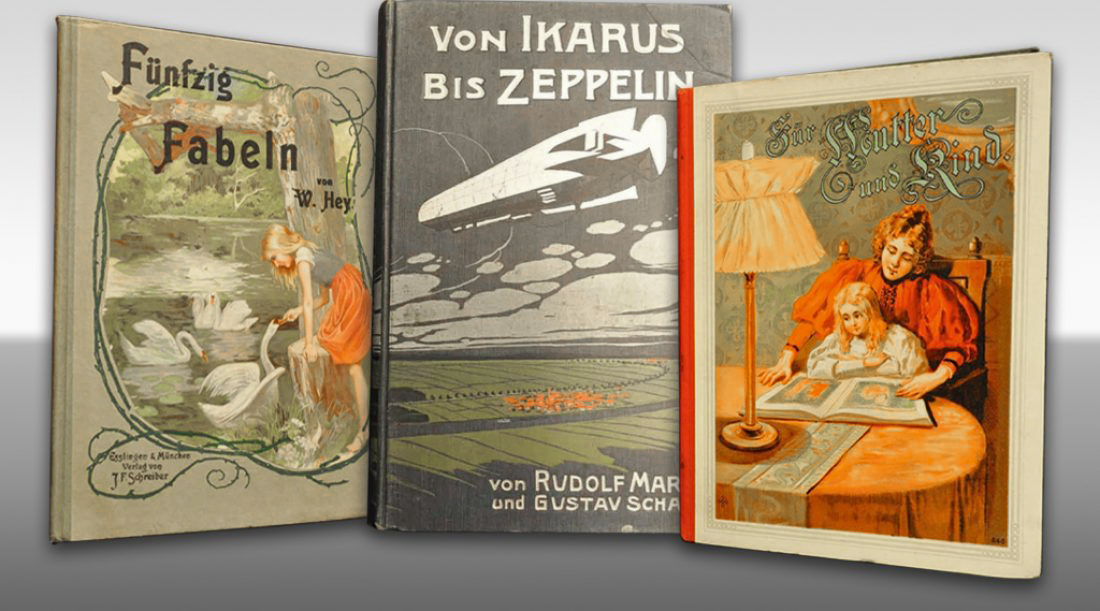 Beispielbilder-Collage für alte Bücher